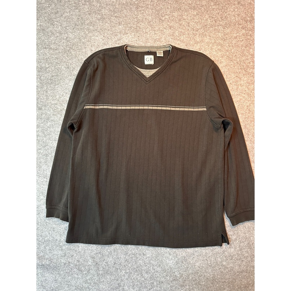 Geoffrey Beene Sweater Mens XL Black Cotton‎ Knitted V-Neck Warm Wear Pullover